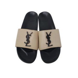 NWT YSL Saint Laurent Beige Nude Slides 36